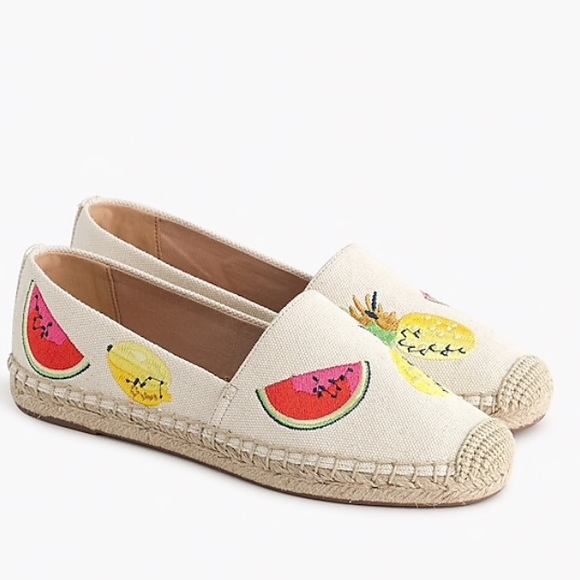 J. Crew Canvas espadrilles with embroidered fruits - Picture 1 of 7